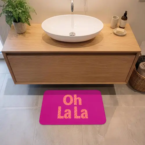 Oh la la - Luipaardprint - Roze Badmat klein -sfeer1