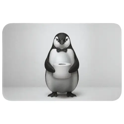 Pinguïn - WC rol - Wit Badmat klein -3d