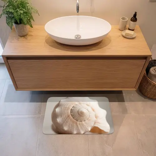 Schelp - Detail - Beige Badmat klein -sfeer1