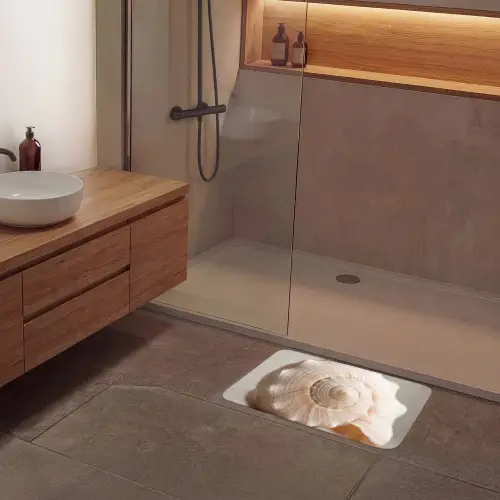 Schelp - Detail - Beige Badmat klein -sfeer2