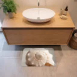 Schelp - Detail - Beige Badmat klein -sfeer1