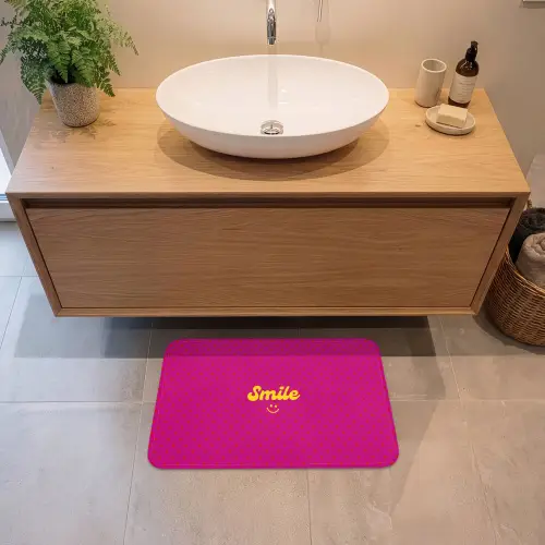 Smile - Stippen - Roze Badmat klein -sfeer1