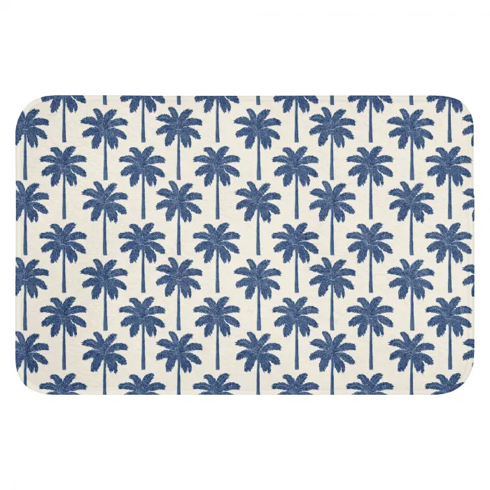 Symmetrisch - Palm - Blauw Badmat klein 997 -3d