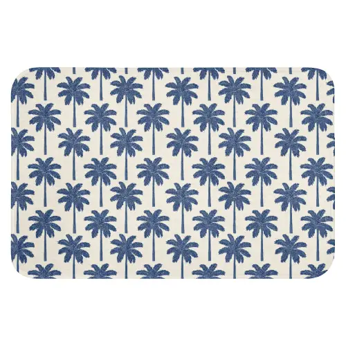 Symmetrisch - Palm - Blauw Badmat klein 997 -3d