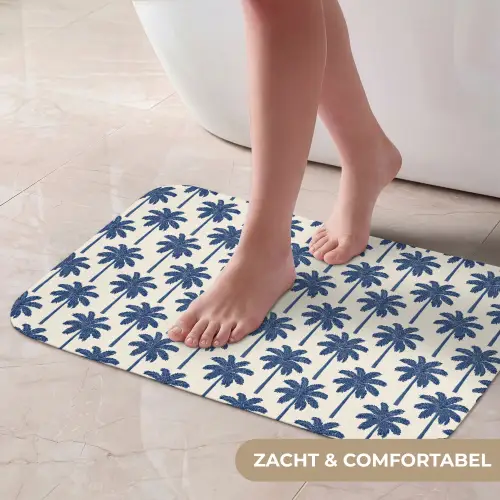 Symmetrisch - Palm - Blauw Badmat klein 997 -USP_ZachtNL