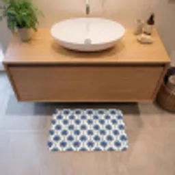 Symmetrisch - Palm - Blauw Badmat klein 997 -sfeer1