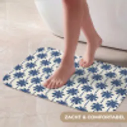 Symmetrisch - Palm - Blauw Badmat klein 997 -USP_ZachtNL