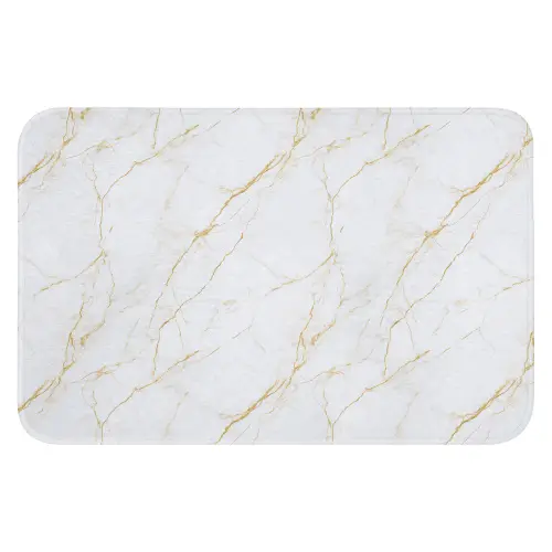 Wit - Marmer - Goud - Luxueus Badmat klein 997 -3d