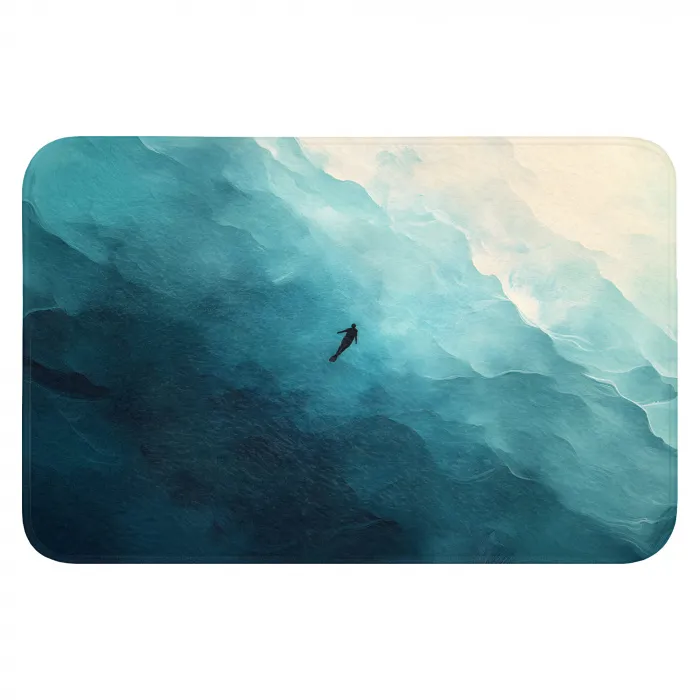 Zee - Silhouet - Abstract - Blauw Badmat klein -3d