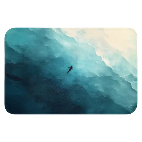 Zee - Silhouet - Abstract - Blauw Badmat klein -3d
