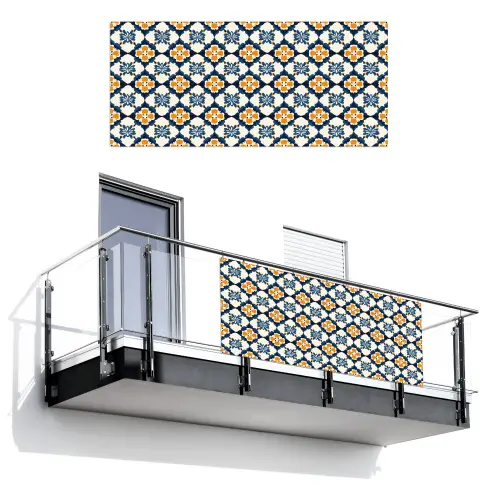 Klassiek - Geometrisch - Blauw Balkonbeschermer Duitsland klein 596 -3d