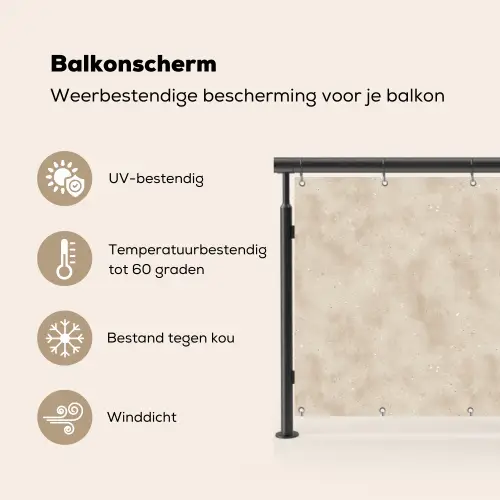 Structuur - Spikkels - Beige Balkonbeschermer Duitsland klein 596 -specs_NL