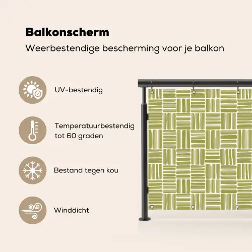 Vlecht - Patroon - Groen Balkonbeschermer Duitsland klein 596 -specs_NL