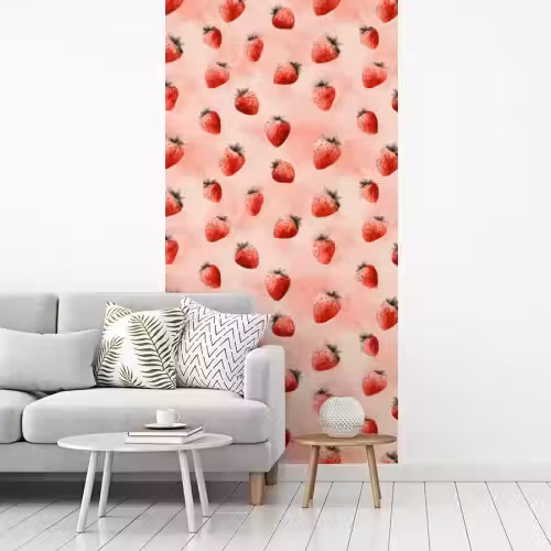 Aardbei - Patroon - Roze fotobehang vinyl groot 64 -woonkamer
