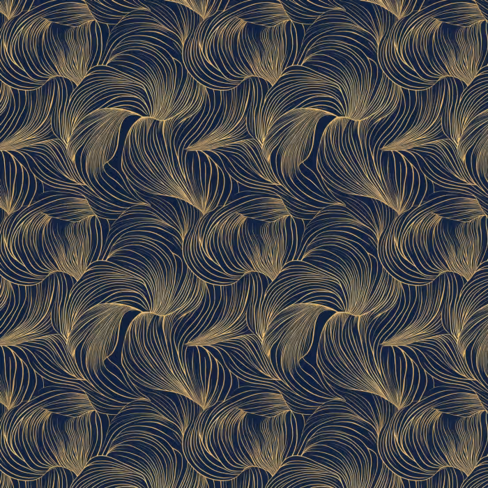 Behang - Abstract - Lijnen - Blauw - Goud