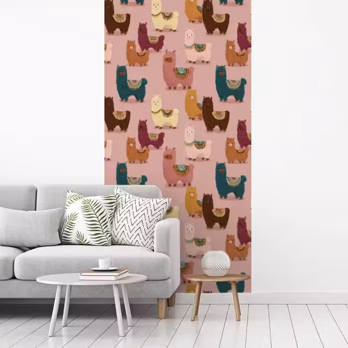 Alpaca's - Patroon - Kleurrijk fotobehang vinyl groot 64 -woonkamer