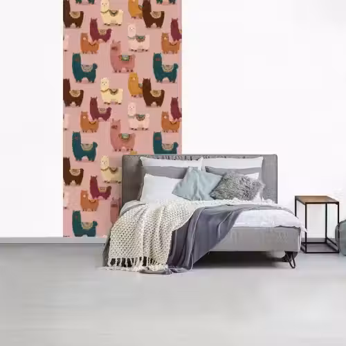 Alpaca's - Patroon - Kleurrijk fotobehang vinyl groot 64 -slaapkamer