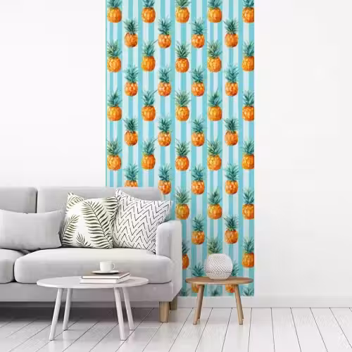 Ananas - Strepen - Groen fotobehang vinyl groot 64 -woonkamer