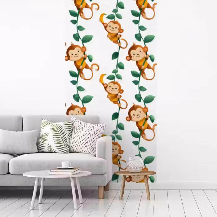 Apen - Lianen - Kleurrijk fotobehang vinyl groot 64 -woonkamer