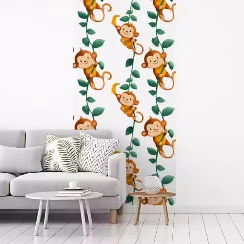 Apen - Lianen - Kleurrijk fotobehang vinyl groot 64 -woonkamer