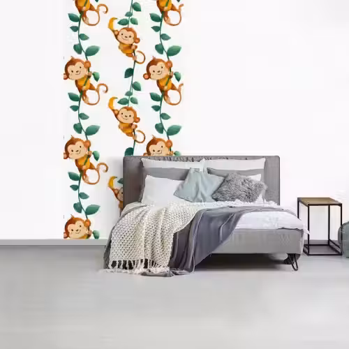 Apen - Lianen - Kleurrijk fotobehang vinyl groot 64 -slaapkamer