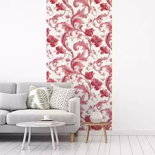 Barok - Patroon - Rood fotobehang vinyl groot 64 -woonkamer