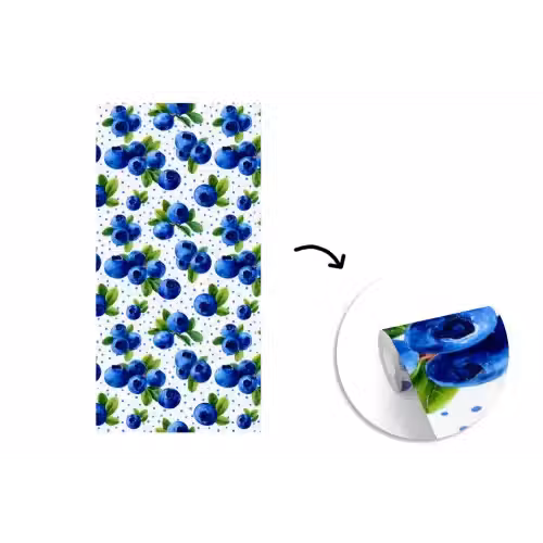 Bessen - Patroon - Blauw fotobehang vinyl groot 64 -3d