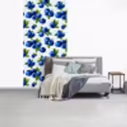 Bessen - Patroon - Blauw fotobehang vinyl groot 64 -slaapkamer
