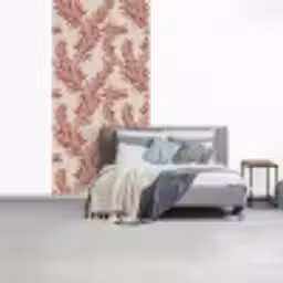 Bladeren - Linnen - Rood fotobehang vinyl groot 64 -slaapkamer