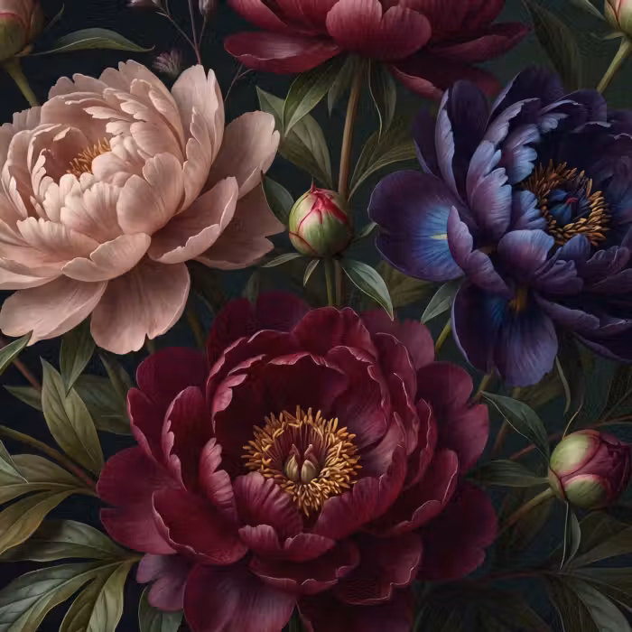 Behang - Bloemen - Boeket - Natuur - Modern - Donker