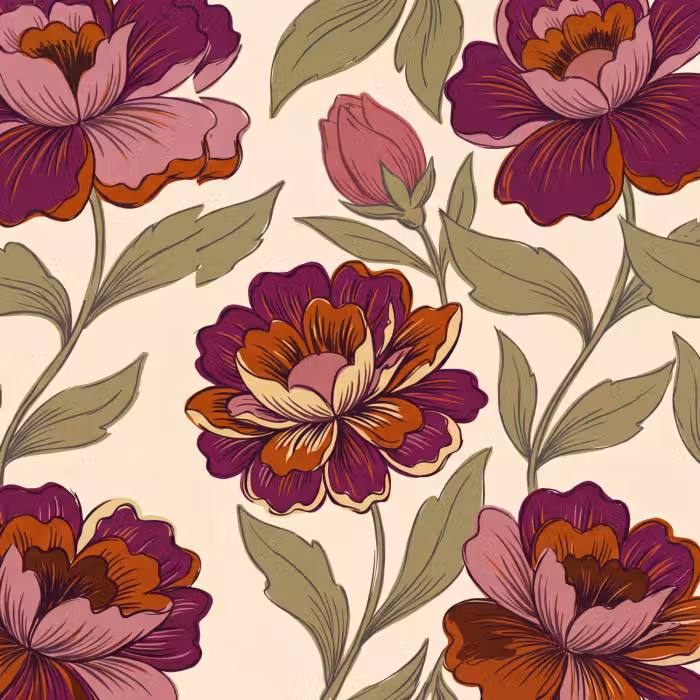 Behang - Bloemen - Patroon - Natuur - Modern - Paars