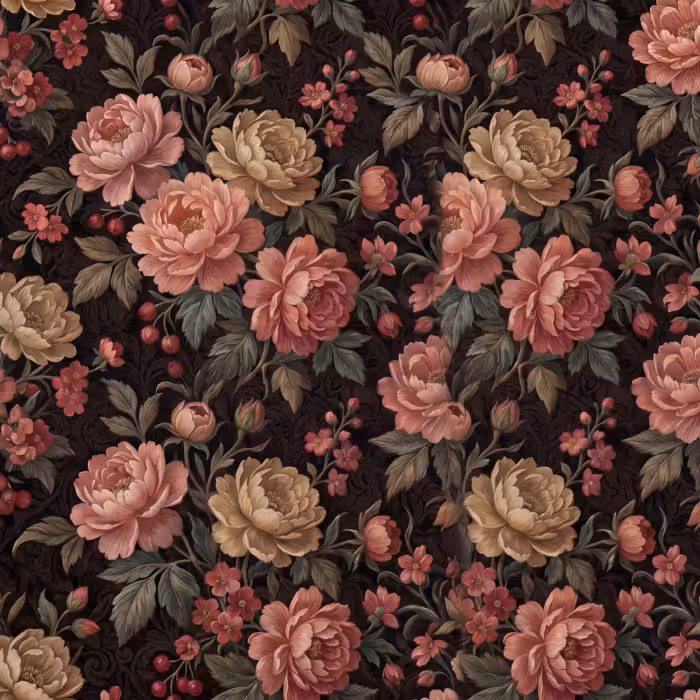 Behang - Bloemen - Patroon - Natuur - Vintage - Roze