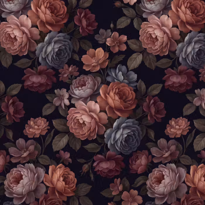 Behang - Bloemen - Patroon - Vintage - Donker - Roze