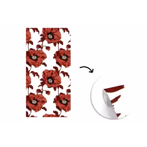 Bloemen - Retro - Rood fotobehang vinyl groot 64 -3d