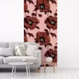 Bloemen - Retro - Rood fotobehang vinyl groot 64 -woonkamer