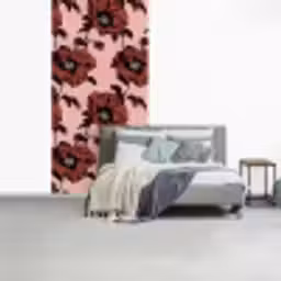 Bloemen - Retro - Rood fotobehang vinyl groot 64 -slaapkamer