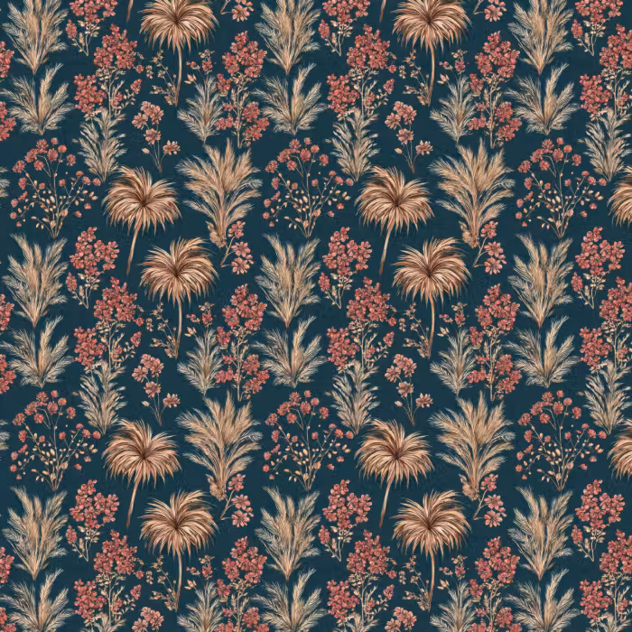Behang - Botanisch - Patroon - Blauw