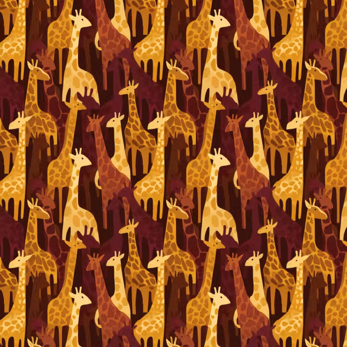 Behang - Bruin - Giraffen - Safari - Patroon