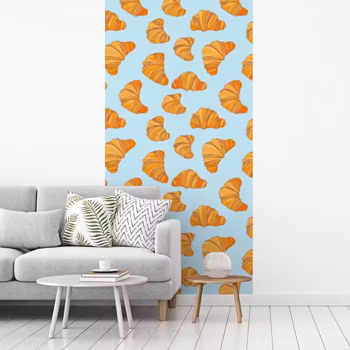 Croissant - Speels - Blauw fotobehang vinyl groot 64 -woonkamer