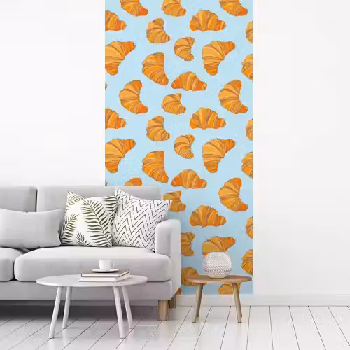 Croissant - Speels - Blauw fotobehang vinyl groot 64 -woonkamer