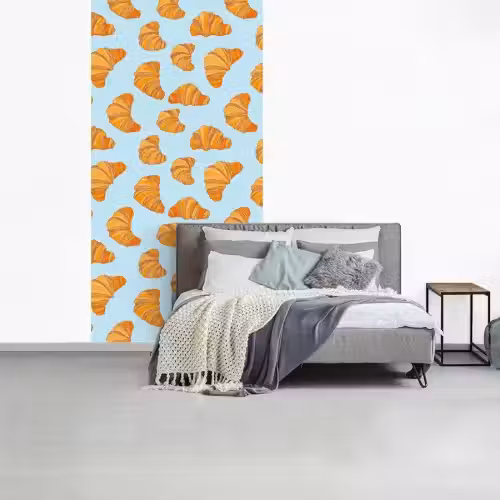 Croissant - Speels - Blauw fotobehang vinyl groot 64 -slaapkamer