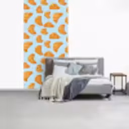Croissant - Speels - Blauw fotobehang vinyl groot 64 -slaapkamer