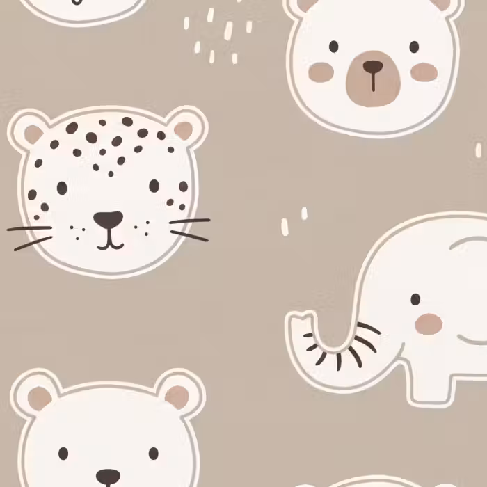 Behang - Dieren - Patroon - Illustratie - Modern - Beige