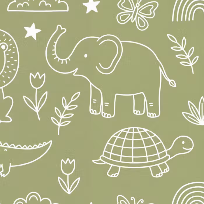 Behang - Dieren - Patroon - Illustratie - Natuur - Groen