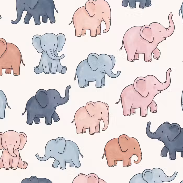 Behang - Dieren - Patroon - Kinderkamer - Pastel - Speels