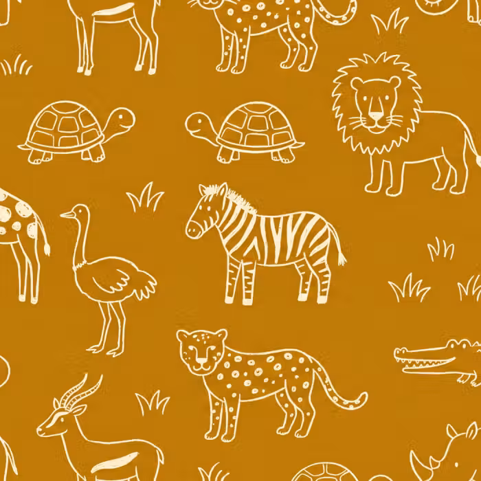 Behang - Dieren - Safari - Patroon - Kinderlijk - Oker