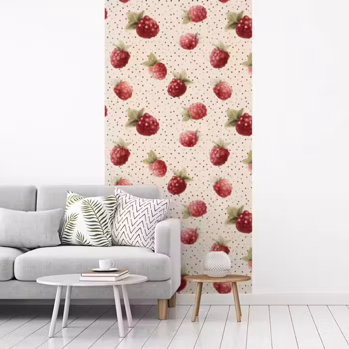 Framboos - Stippen - Rood fotobehang vinyl groot 64 -woonkamer