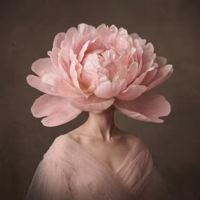 Behang - Gezicht - Roos - Roze
