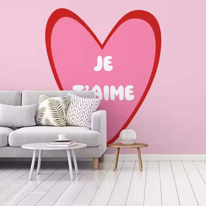 Behang - Hart - Frans - Valentijn - Roze