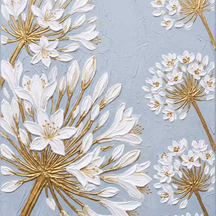 Behang - Illustratie - Bloemen - Blauw
